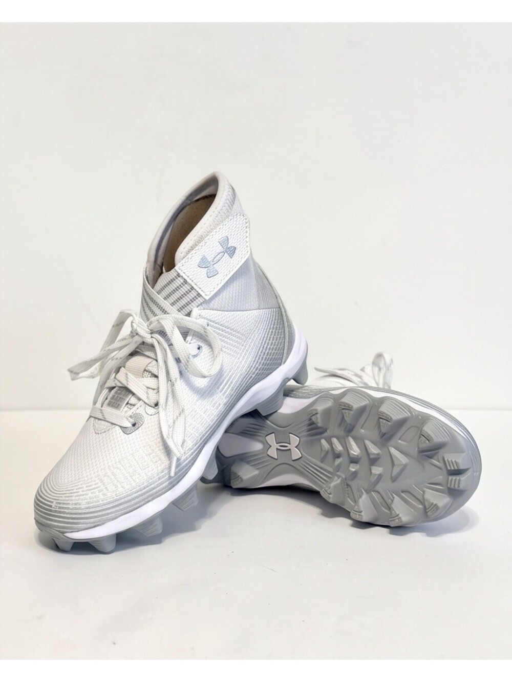 Under Armour Highlight Franchise Jr Youth Football Cleats 11K White Silver